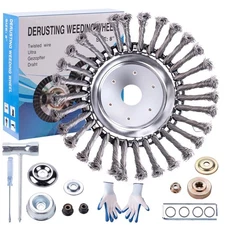 8 Inch Steel Wire Rotary Brush Cutter Trimmer Head Weed Blade Cutter with Ada...