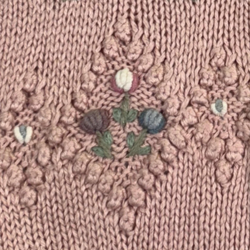 Suéter Vintage POR DISEÑO Mujer Mediano Tejido 3D Floral Bordado Cottagecore Foto 4 de 4