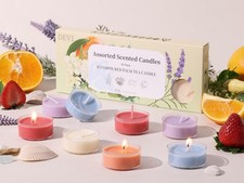 Assorted Scented Tea Lights Candles 10 Pack, 3.5-4 Hours Natural Palm Tea Can...