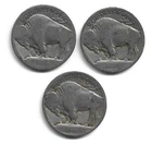 1913 Type 1 P D & S Buffalo Nickels - Free Shipping- A381