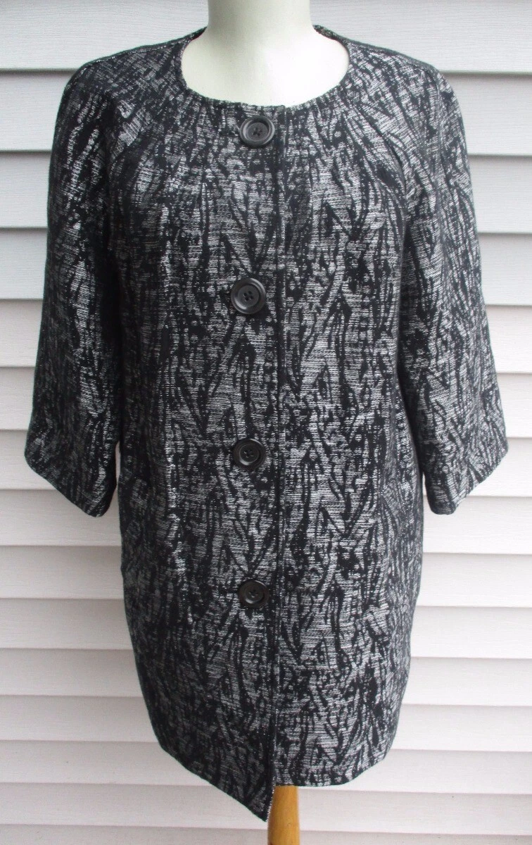 GORG! GIACCA CAPPOTTO MICHAEL KORS NERO ARGENTO stampa astratta 3 4 PM