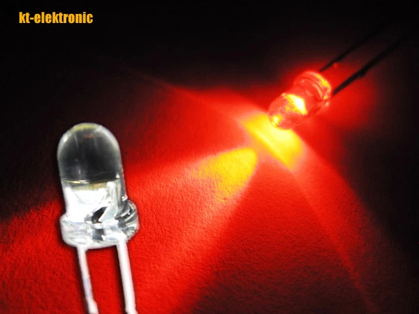 KT-ELEKTRONIC 25 Stück LED 3mm rot ultrahell Luckylight 304VC4B-4CD