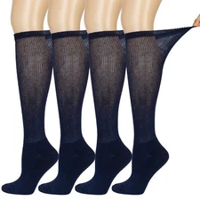 Diabetic Socks for Men & Women No-Binding Knee High Socks 4 Pairs Cushioned S...