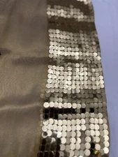 Gold Sequined Chiffon Scarf/shaw 80” X 19”