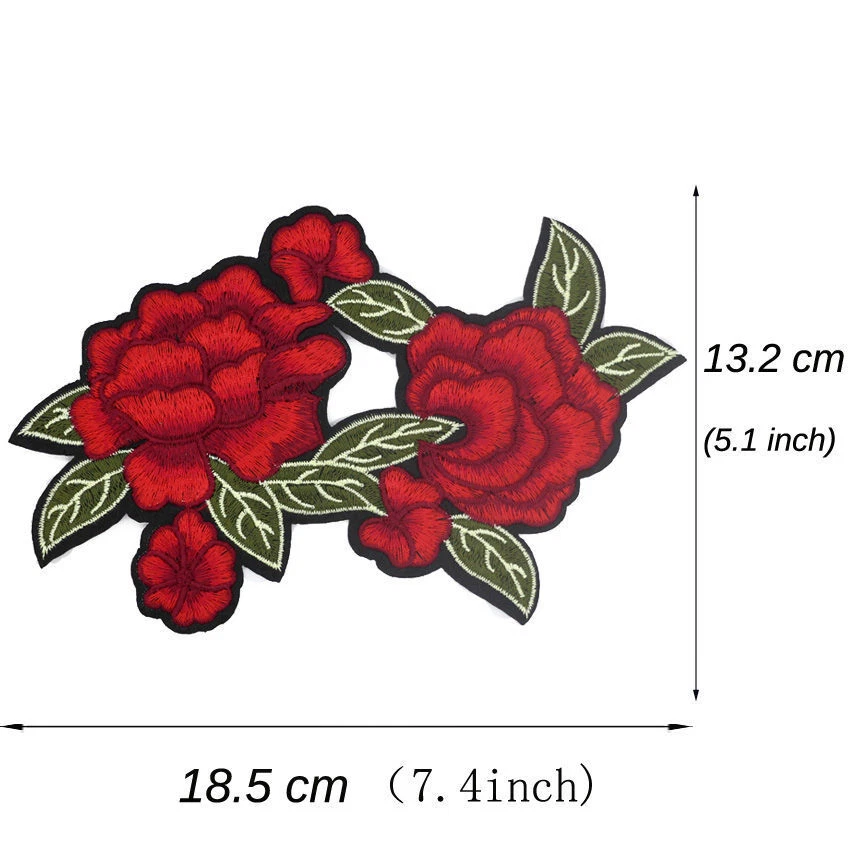 Rose Big Flower Embroidery Sew On Iron On Patch Badge Clothes Fabric Applique - Image 2 of 2