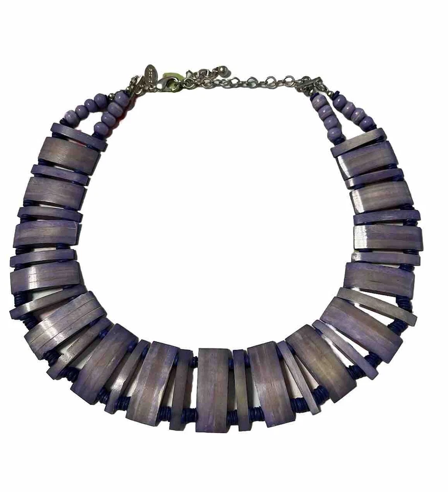 Gargantilla Chicos Collar Boho Púrpura Hippie Bohemio Artístico Terroso Cuentas Madera Foto 2 de 4