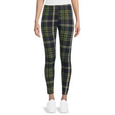 Juniors Plaid No Boundaries Ankle Leggings Blue Green Tan size S,M,L