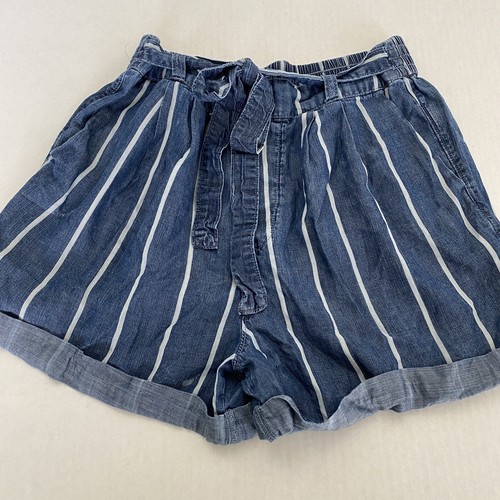 White Stripe Paperbag Shorts 