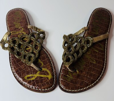 Sam Edelman SANDALS  Garina  Openwork Gold Bead Encrusted Leather sz 8M