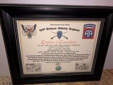 325TH AIRBORNE INFANTRY REGIMENT / COMMEMORATIVE - CERTIFICATE OF COMMENDATION