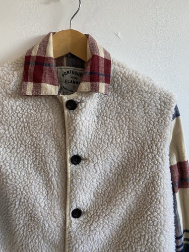 Portuguese Flannel Overshirt Men’s XS Extra Small Sherpa Fur Shirt Shacket - Picture 11 of 19