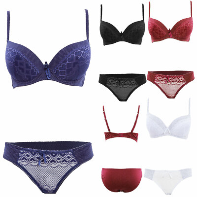 Completo intimo donna reggiseno culotte pizzo ferretto lingerie - Main Image