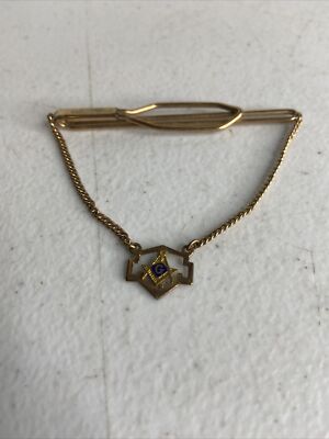 Vintage Masonic Tie Clip Gold Chain Ruler Compass Freemasonry | eBay