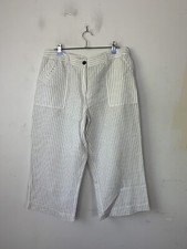 Chicos Women Pants 2 Sz 12 Beachy Linen Minimal Crop Summer Cabana Travel White