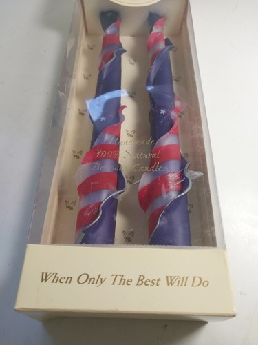 2 Del Mar Knorr Candle Factory Beeswax Double Spiral Ruffle Americana Candles US - Picture 2 of 12