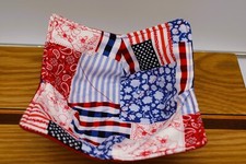 Handmade Quilted Bowl Cozy   Patriotic Patchwork Red, White  Blue   Americana