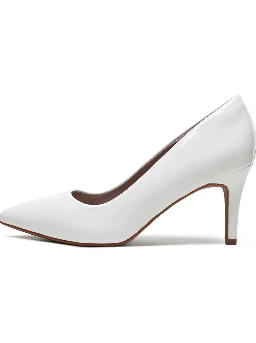 Buy WAYDERNS Women's Pointed Toe Patent Leather Slip On Chunky Low Heel Slip On Patent Pointed Toe Solid Chunky Pumps Shoes Size 8 Zapatos Altos De Tacon Elegante De Mujer