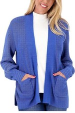 Isaac Mizrahi Live Women's Shaker Stitch Sweater Cardigan Blue