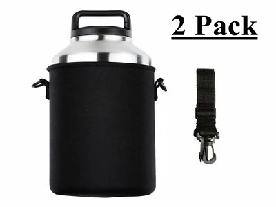 2PCS Sleeve Carry Bag for 36oz 64oz Yeti Ramblers Bottle Cup Black with Handle