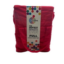 CLRFUL Full 4 Piece Sheet Set Red 100 Microfiber NEW Bedsheet Bedding Full Bed