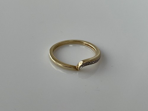 Diamond Ring 9ct White and Yellow Gold Diamond Chevron Wishbone Ring - Size M - 第 7/16 張圖片