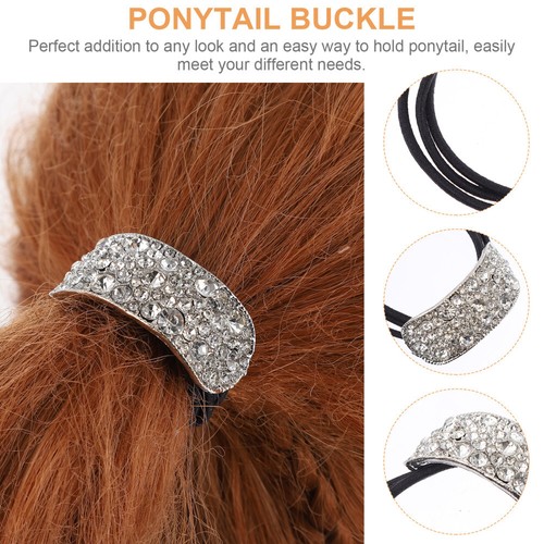 2 Pcs Rhinestone Hair Tie Man Woman Ponytail Buckle Holder Cuffs - Picture 4 of 12