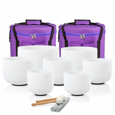 Klangschalen Sound Healing 7 Chakra 432Hz 6''-12'' Quartz Crystal Singing Bowl Set