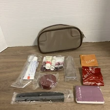 Delta Airlines Skyteam Taupe Amenity Toiletry Travel Bag Case Kit