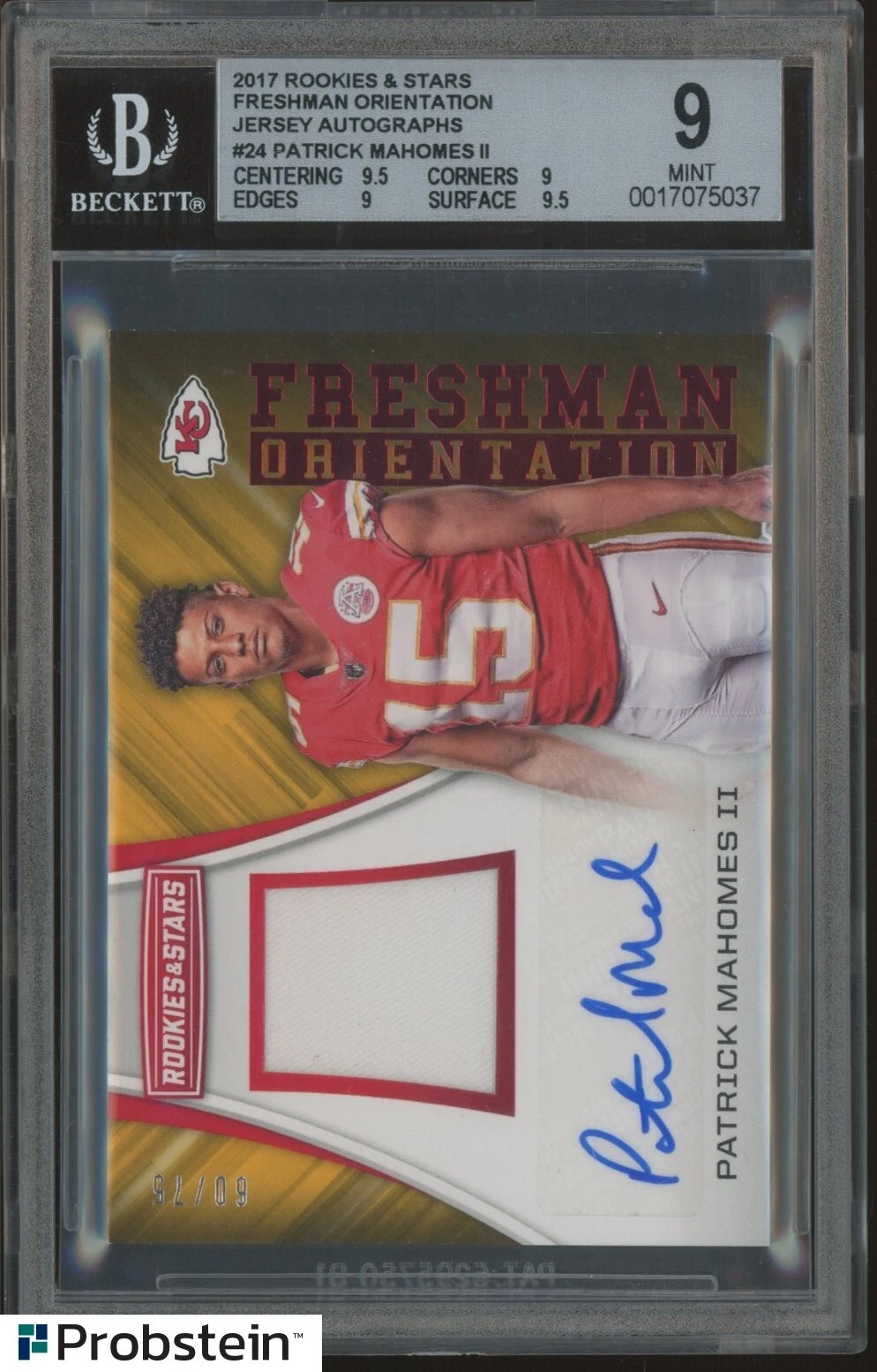Patrick Mahomes Panini Rookies & Stars Freshman Orientation Autograph Relics #FOPM Base