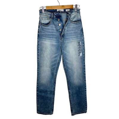 Kancan Baggy Fit Stretch Jeans High Rise Button Fly Acid Wash Women s Size 25