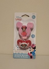 Disney Baby Minnie Mouse Pacifier  Clip Silicone Pink Hearts Size 0 New