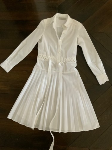 Woman’s Veronique Branquinho white gaufre pleated summer dress size 40 - Picture 3 of 11