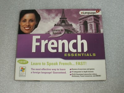 Elanguage Learn to speak French essentials, 14 Computer Lessons in 2 CD Set, NEW