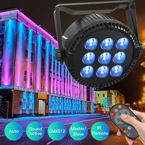 135W Stage Beam Par Light 9LED 4in1 RGBW DMX512 Remote Club Birthday Wedding DJ