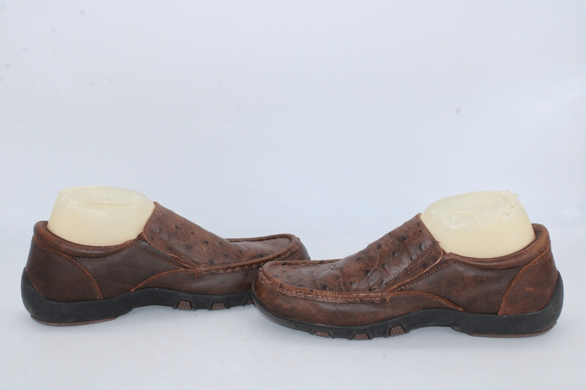 Roper Brown Ostrich Leather Slip-On Shoes Size 9 – Distressed Western Casual Roper Men main image 4