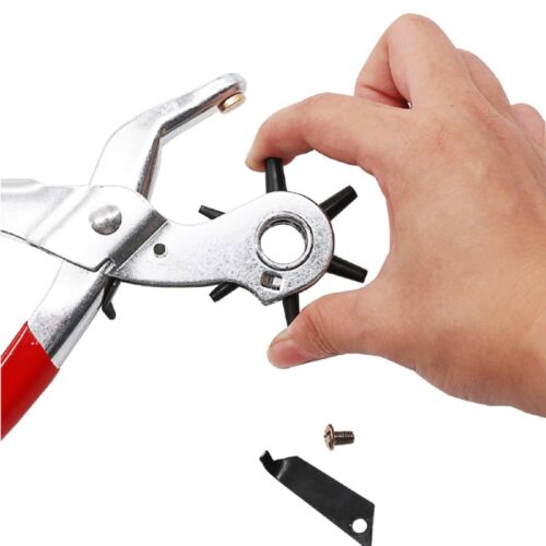 9" Leather Hole Punch Hand Pliers Belt Holes 6 Sized Puncher Heavy Duty Tool New - Picture 5 of 12