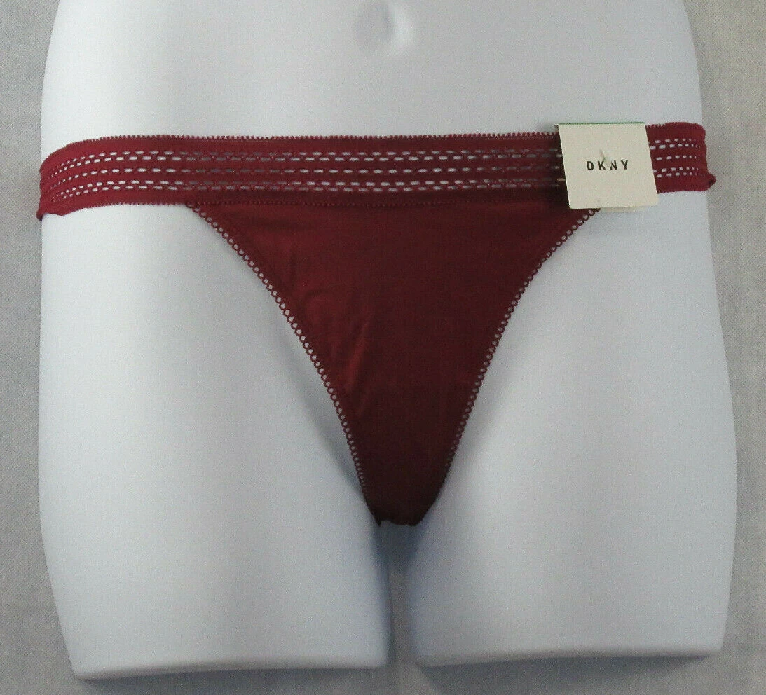 Lot De 3 Slips DKNY - 2 Rouges + 1 String Nude - Taille Moyenne - Neuf Avec étiquettes