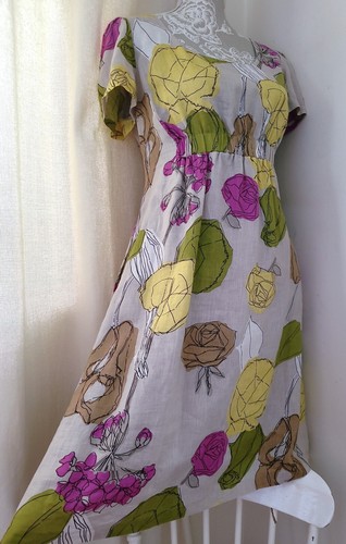 Beautiful HOBBS Dress Size 12 Fit & Flare 100% Linen Floral pockets lined Excl - Picture 17 of 17