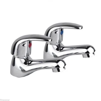 Titan Chrome Bath Taps Hot & Cold Pair Modern