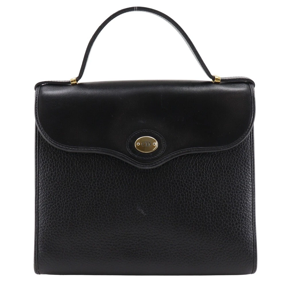 Dior vintage One handle CD logo Handbag black Calfskin Women