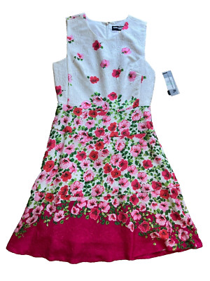 NEW NWT Karl Lagerfeld classy floral dress sleeveless back zipper US 8 lined