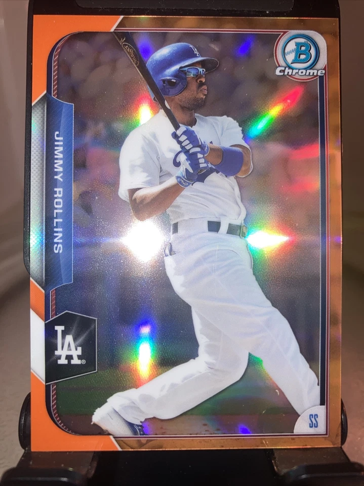 2015 BOWMAN JIMMY ROLLINS CHROME #/25 ORANGE REFRACTOR - Image 2 of 4