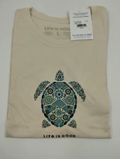 Life Is Good Women's Mosaic Turtle SS Crew T-Shirt M/L NWT Free Shipping