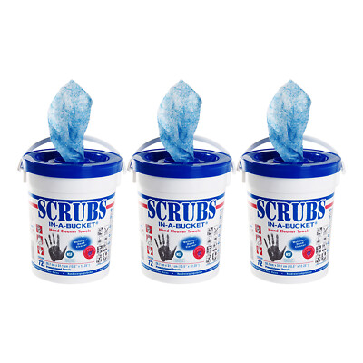 SCRUBS In A Bucket – 72 Handreinigungstücher Für Fett, Öl & Farbe – Mit Orangenduft, Doppelseitig, Inkl. DEWEPRO Stift & SingleScrubs