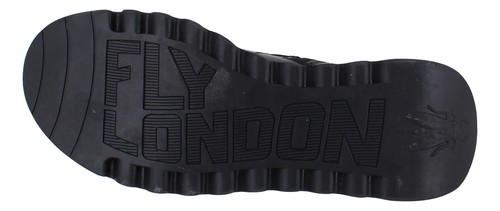 Fly London SILF Womens Black Zip-Up Lace Wedge Leather Mid Calf Boots - Picture 5 of 5