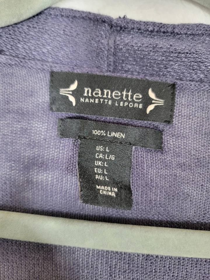 Cárdigan Suéter Nanette Lepore Mujer L 100% Lino Tejido Silencioso Lujo Preppy Foto 2 de 4