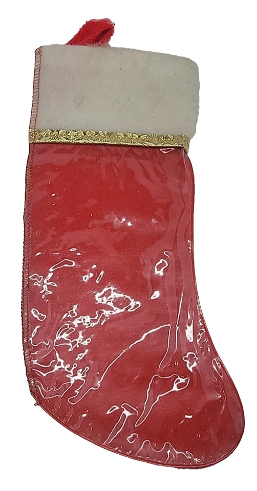 Vintage Red Plastic Christmas Stocking 10" - Image 4 of 4