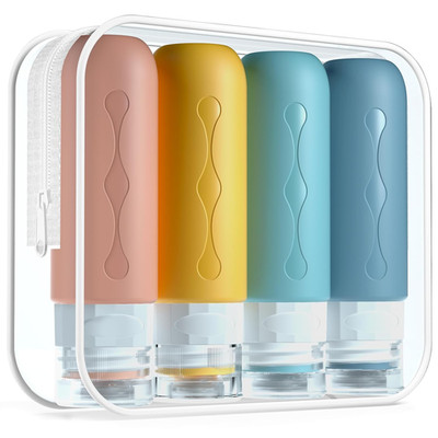 Gemice Silikon Reiseflaschen 90Ml Set, 4 Stück Auslaufsichere Reise Container