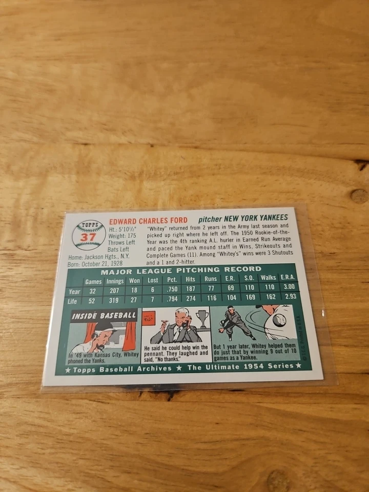 1994 Topps Archives The Ultimate 1954 Set - Whitey Ford #37 - Image 3 of 3