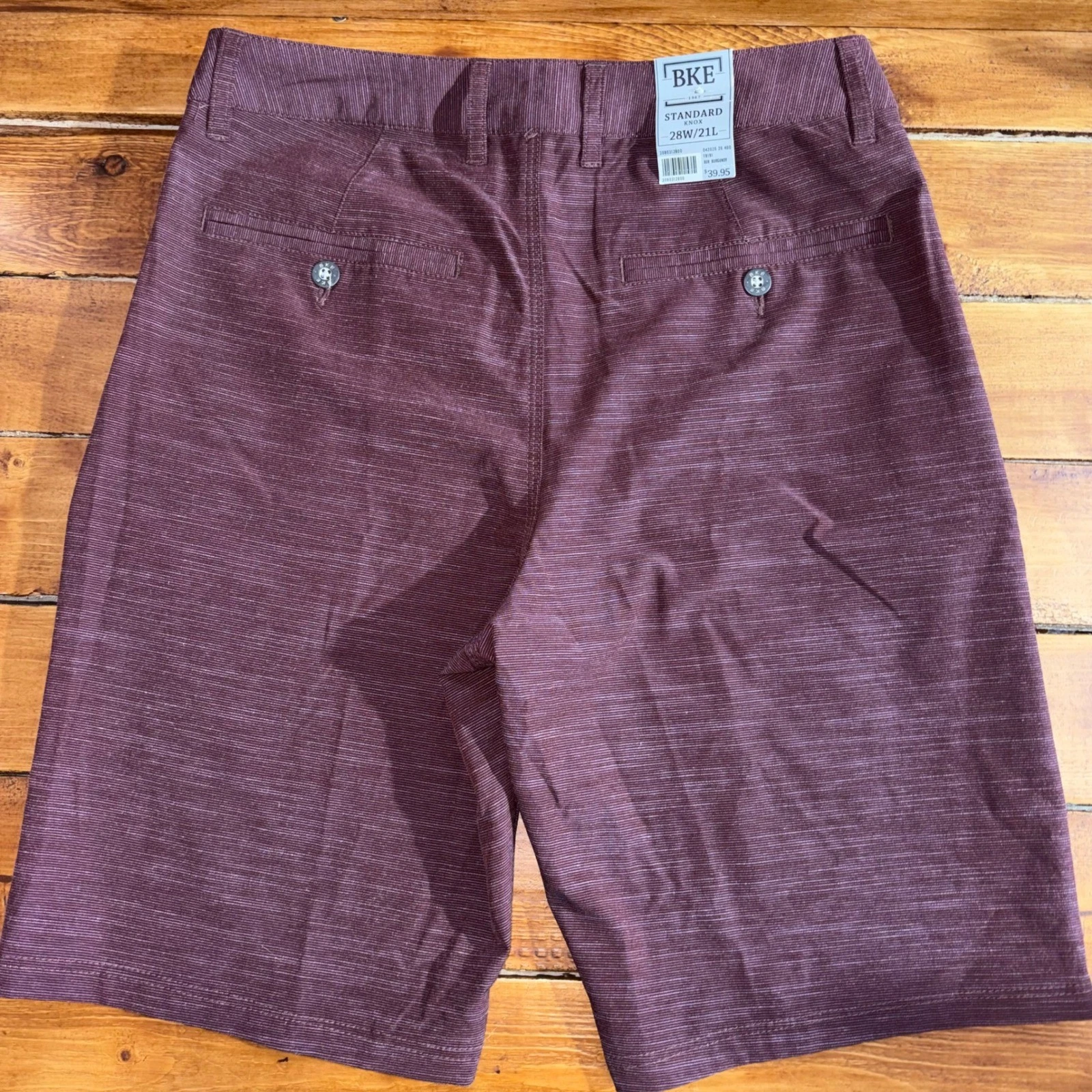 BKE Hybrid Standard Fit Shorts Mens 28x9.5 Burgundy TRI91 Knox Standard 21L NEW